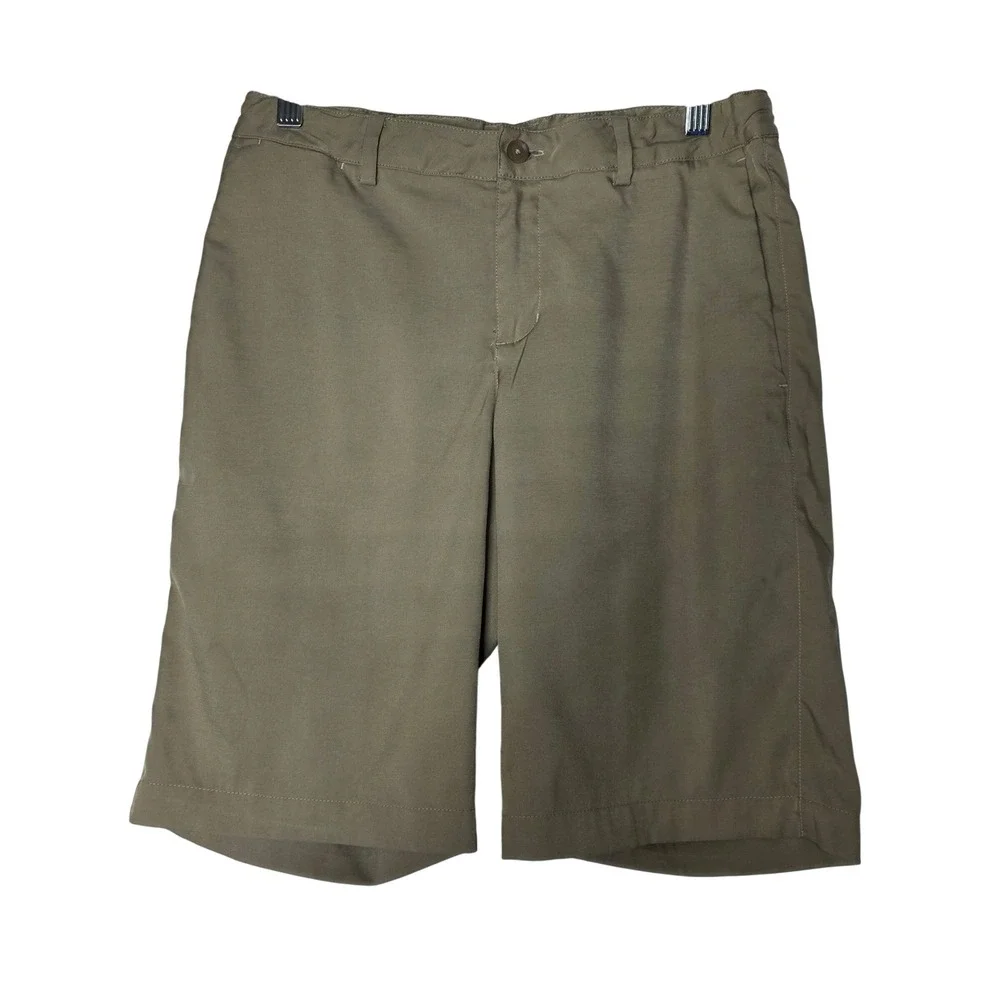 Nike Golf Dri-FIT Shorts Boy's Large Khaki Tan Flat Front Performance Activewear